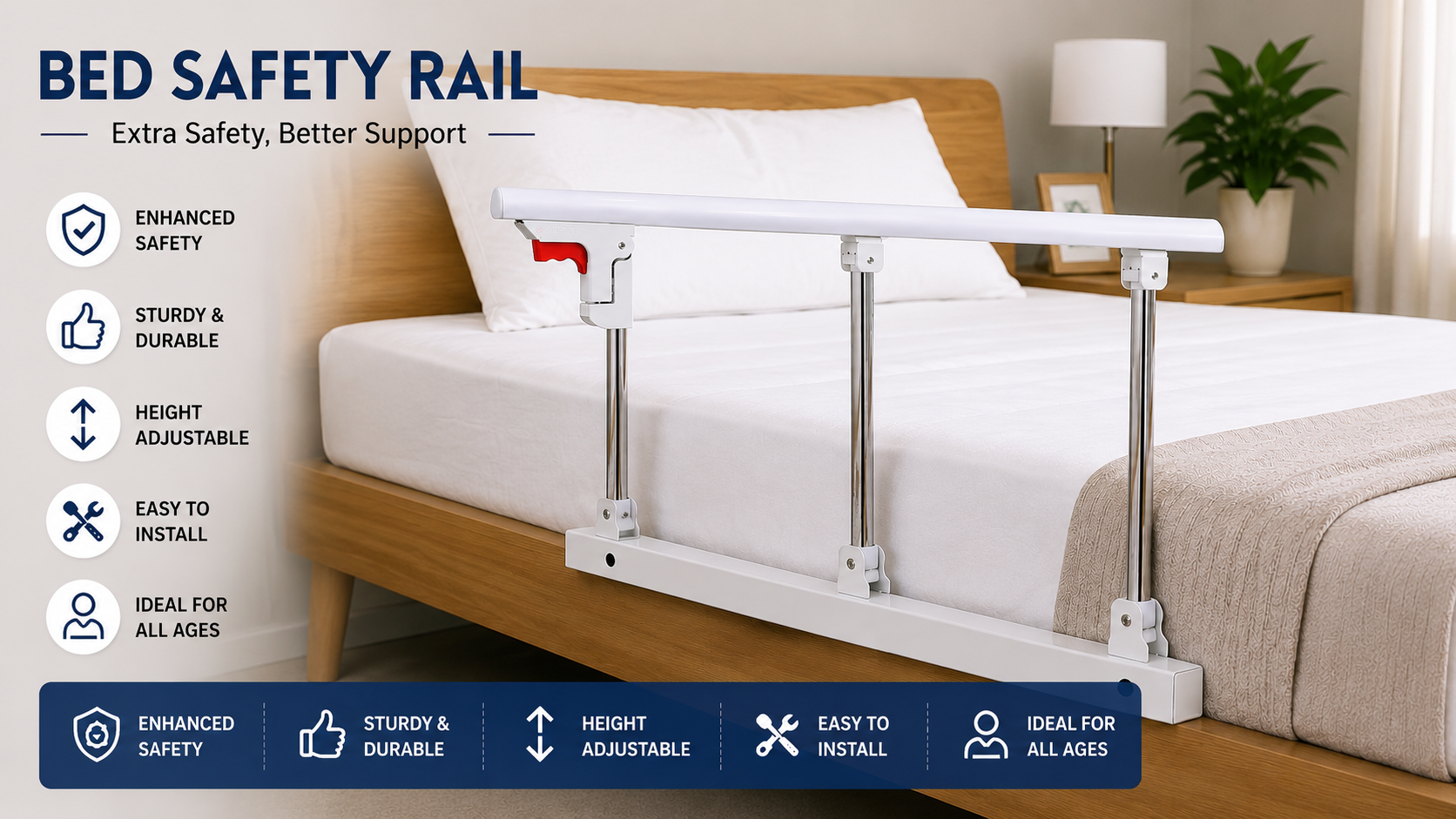 Hospital Bed Guard Rails - Stainless Steel
