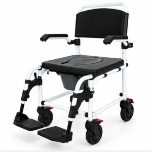ESLEH Aluminium Commode Wheelchair MWAL-204-56 – Front 3/4 Angle